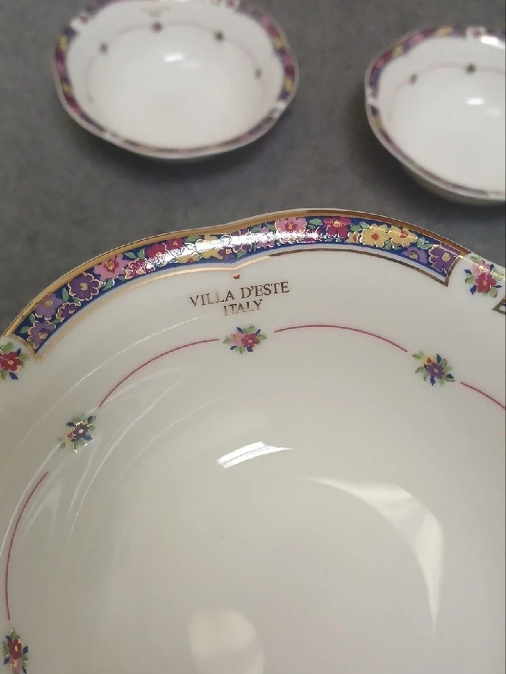 Villa D'este White and Purple Decorative Bowls - Set of 5